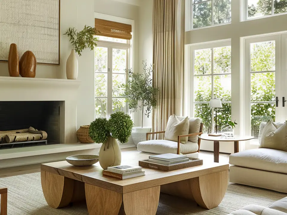 Silicon Valley property real estate agents Living room beige decor.