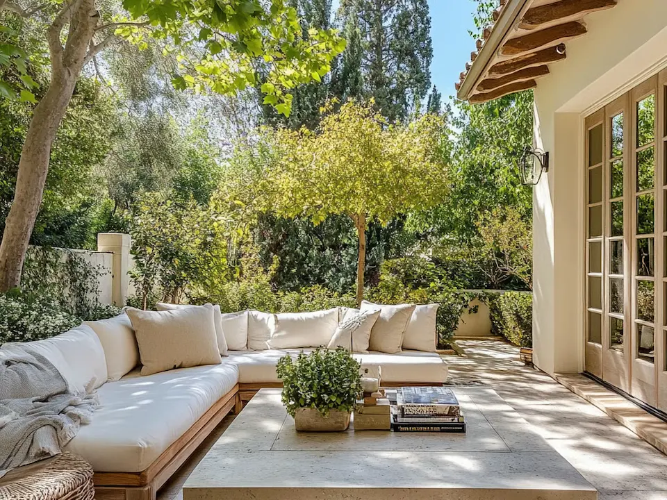 Silicon Valley property real estate agents Outdoor sofa seating area.